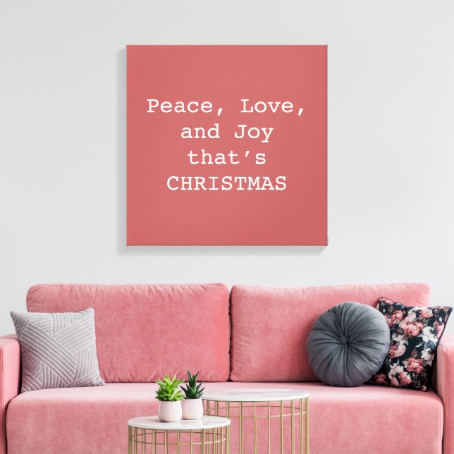 Peace, Love & Joy – Personalized Christmas Quote O Canvas Print (Insitu(LivingRoom))