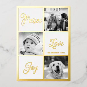 Peace love joy Photo Christmas real   Foil Holiday Card