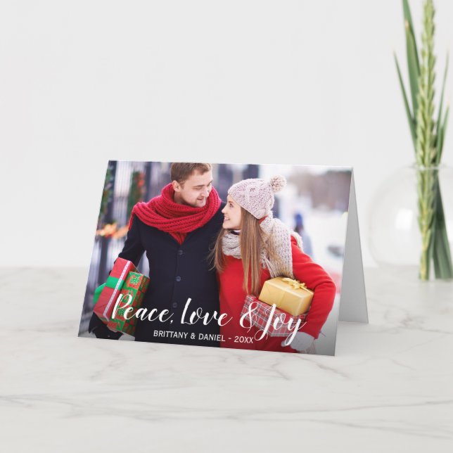 Peace Love & Joy Photo Couple Fold Card WS (Front)