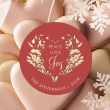 Peace Love Joy Red Gold Christmas