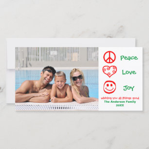 Peace, Love, Joy Red/Green - Photocard Holiday Card