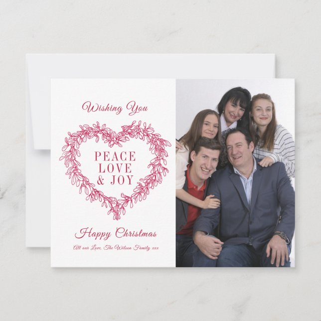 Peace Love joy red mistletoe heart photo Christmas (Front)