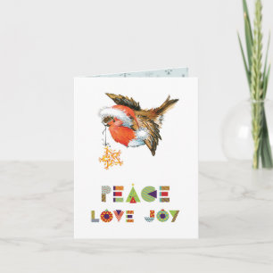 Peace Love Joy Robin Card