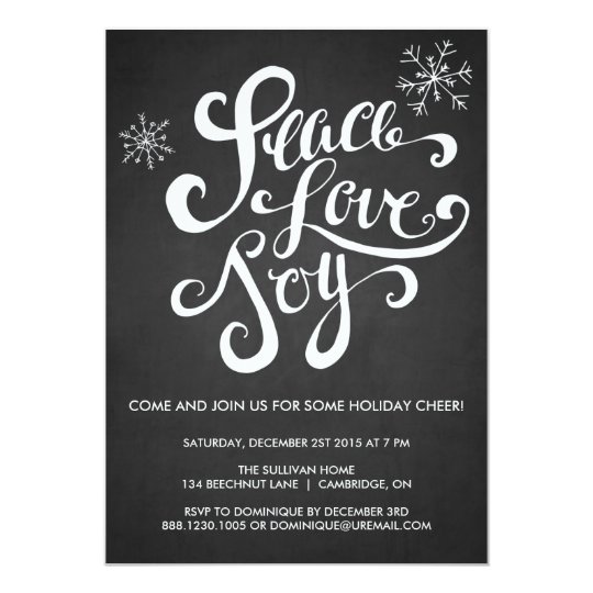 Peace, Love & Joy Rustic Holiday Party Invitation