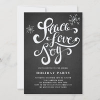 Peace, Love & Joy Rustic Holiday Party Invitation