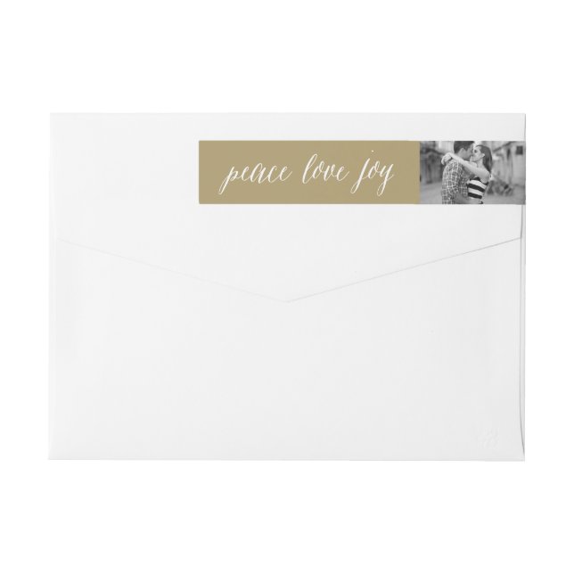 Peace Love Joy Script Photo Holiday Address Labels (Back)