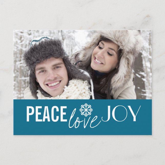 Peace Love Joy Sky Snowflake Holiday Postcards (Front)