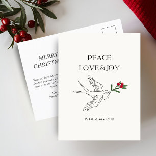 Peace Love Joy Snowbird Christmas Post Postcard