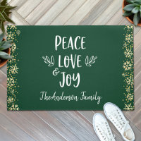 Peace Love Joy Snowflakes Typography Green Holiday