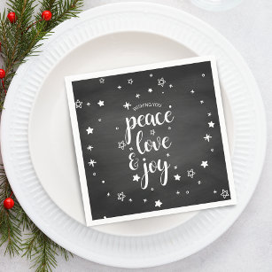 Peace Love Joy Star Christmas Holiday Napkin