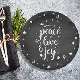 Peace Love Joy Star Christmas Holiday Paper Plate