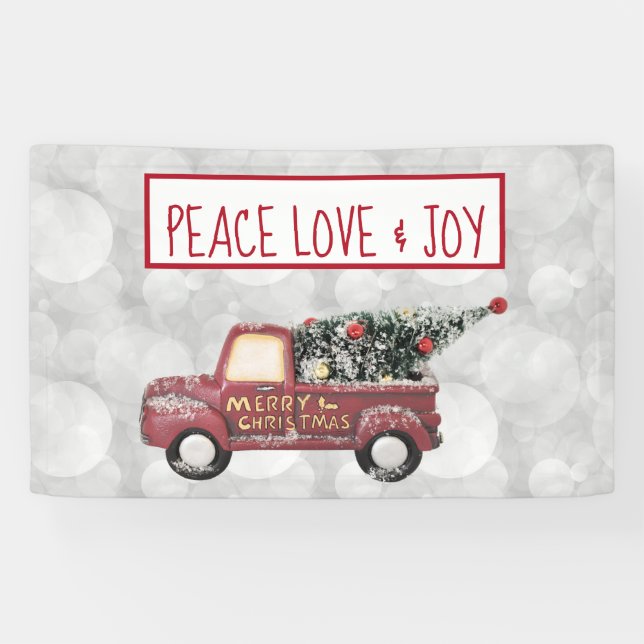 Peace Love & Joy Toy Truck Merry Christmas Banner (Horizontal)