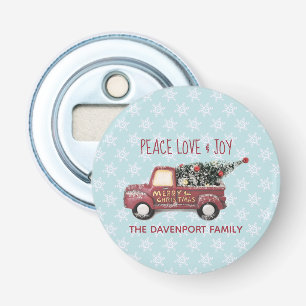 Peace Love & Joy Toy Truck Merry Christmas Bottle Opener