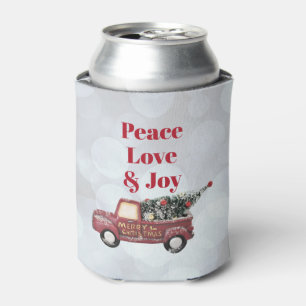 Peace Love & Joy Toy Truck Merry Christmas Can Cooler