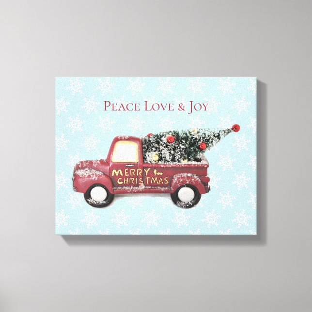 Peace Love & Joy Toy Truck Merry Christmas Canvas Print (Front)