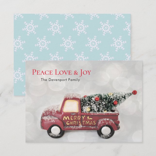 Peace Love & Joy Toy Truck Merry Christmas Invitation (Front/Back)