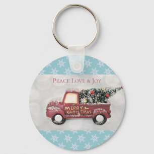 Peace Love & Joy Toy Truck Merry Christmas Key Ring