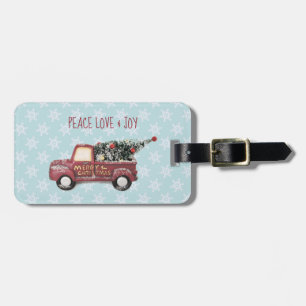 Peace Love & Joy Toy Truck Merry Christmas Luggage Tag