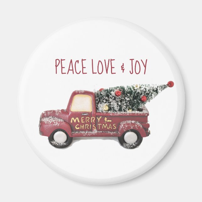 Peace Love & Joy Toy Truck Merry Christmas Magnet (Front)
