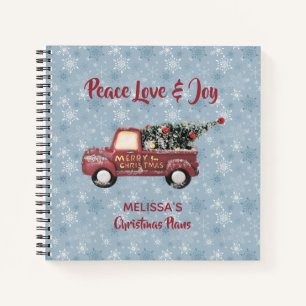 Peace Love & Joy Toy Truck Merry Christmas Notebook