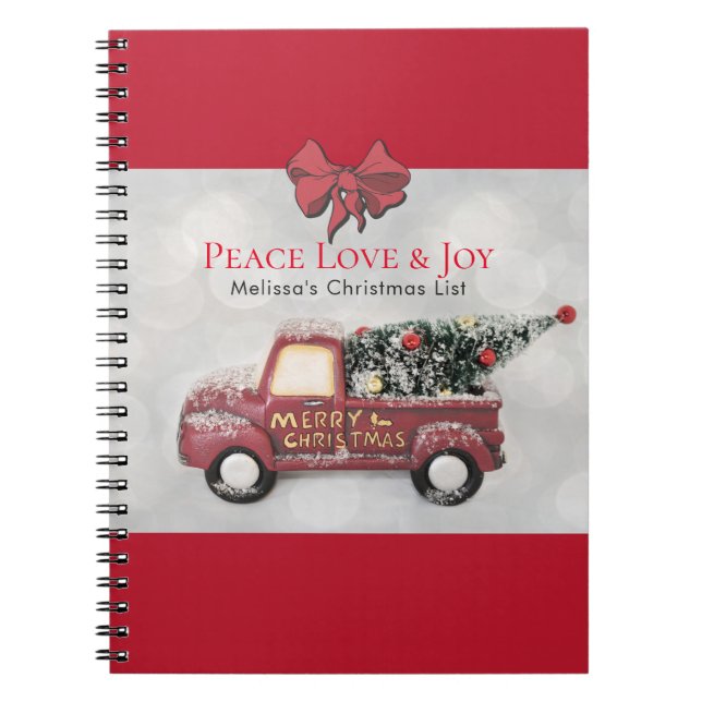 Peace Love & Joy Toy Truck Merry Christmas Notebook (Front)
