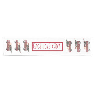 Peace Love & Joy Toy Truck Merry Christmas Short Table Runner