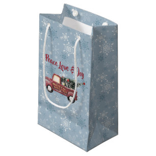 Peace Love & Joy Toy Truck Merry Christmas Small Gift Bag