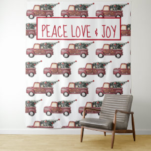Peace Love & Joy Toy Truck Merry Christmas Tapestry