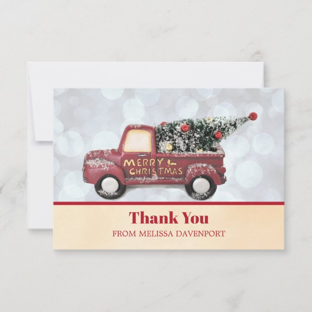 Peace Love & Joy Toy Truck Merry Christmas Thank You Card (Front)