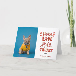Peace Love Joy & Treat Dog Christmas Holiday Card