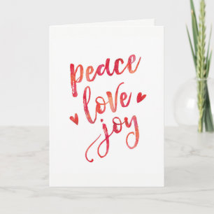 Peace love joy typography Christmas Card