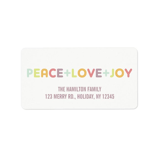 PEACE LOVE JOY TYPOGRAPHY HOLIDAYS FESTIVE LABEL (Front)