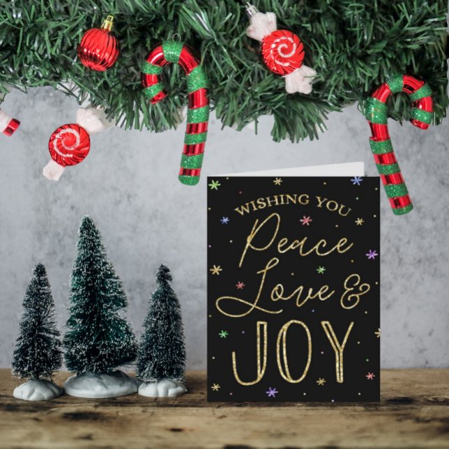 Peace, Love & Joy Typography Photo Christmas Holiday Card (Creator Uploaded)