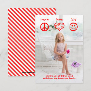 Peace, Love, Joy Vertical - 3x5 Christmas Card