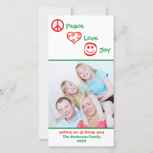 Peace, Love, Joy Vertical - Photocard Holiday Card
