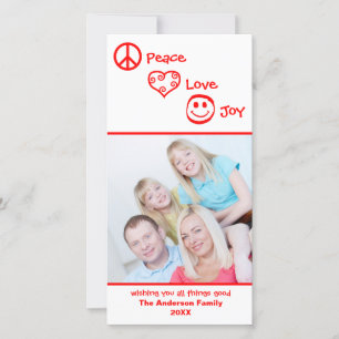 Peace, Love, Joy Vertical - Photocard Holiday Card