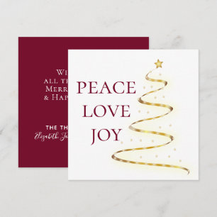 Peace Love Joy White Red Square Holiday Card