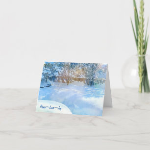 Peace-Love-Joy Winter Snow Scene Holiday Card