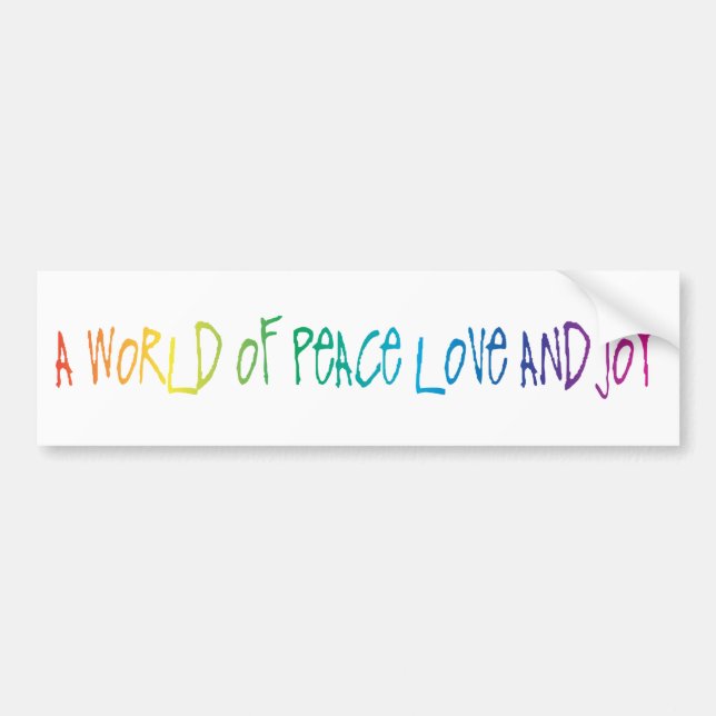 Peace, Love & Joy Words Bumper Sticker (Front)