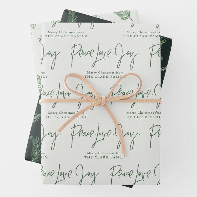 "Peace Love Joy" Wrapping Paper Sheet (In situ)