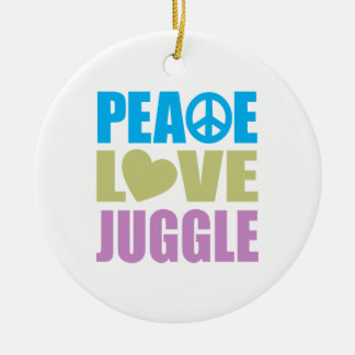 Peace Love Juggle Ceramic Tree Decoration