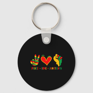 Peace Love Juneteenth 1865 Independence Day Black  Key Ring