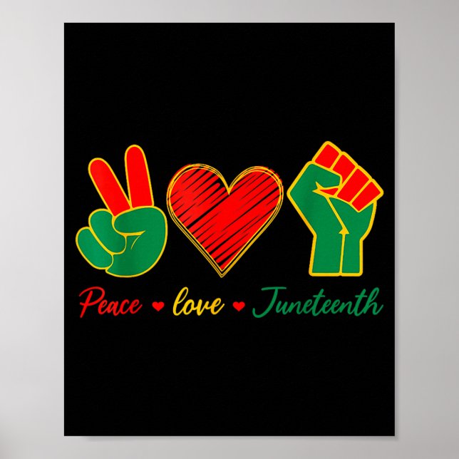 Peace love juneteenth black pride freedom 4th of poster (Front)
