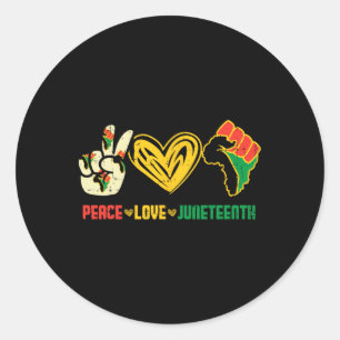 Peace Love Juneteenth Flag June 19th African Black Classic Round Sticker