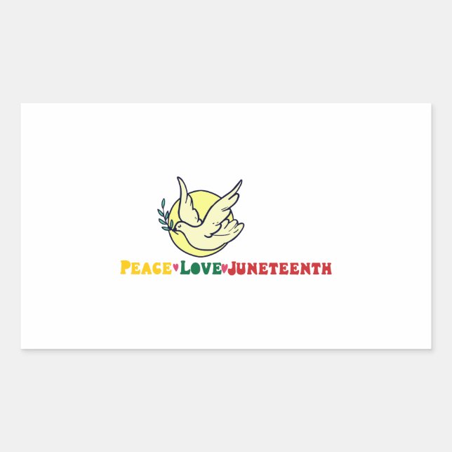 Peace Love Juneteenth Pride Black Girl Black Queen Rectangular Sticker (Front)