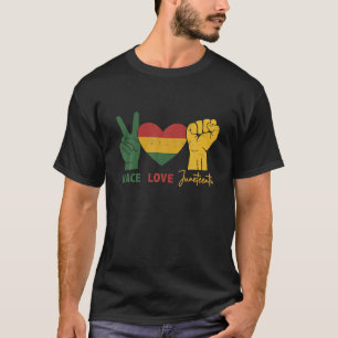 Peace Love Juneteenth With African Flag Heart And T-Shirt