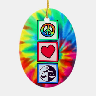 Peace, Love, Justice Ceramic Tree Decoration