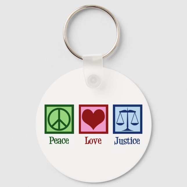 Peace Love Justice Lawyer Legal Scales Key Ring (Front)