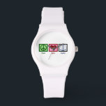 Peace Love Justice Watch<br><div class="desc">A cute gift for a lawyer, attorney, judge or someone in law. A peace sign, heart, and the scales of justice. A good law school gift for someone who just passed the bar!</div>