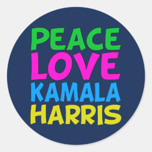 Peace Love Kamala Harris Classic Round Sticker